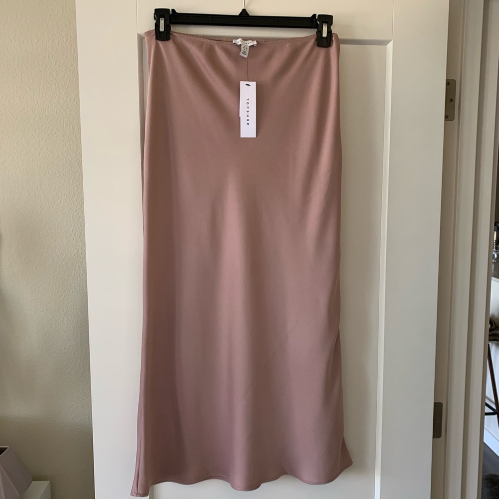Topshop Matte Satin Bias Cut Skirt